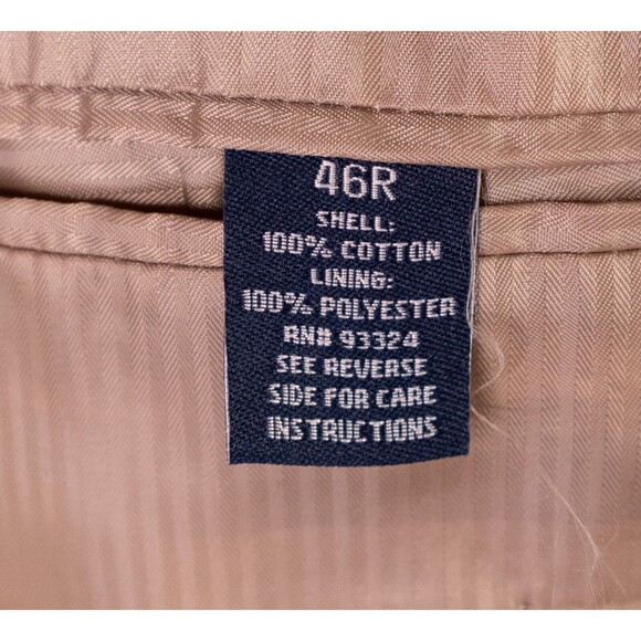 Joseph & Feiss 100% Cotton Beige Corduroy Blazer Sport Jacket Size 46R 2-Button - Picture 11 of 13